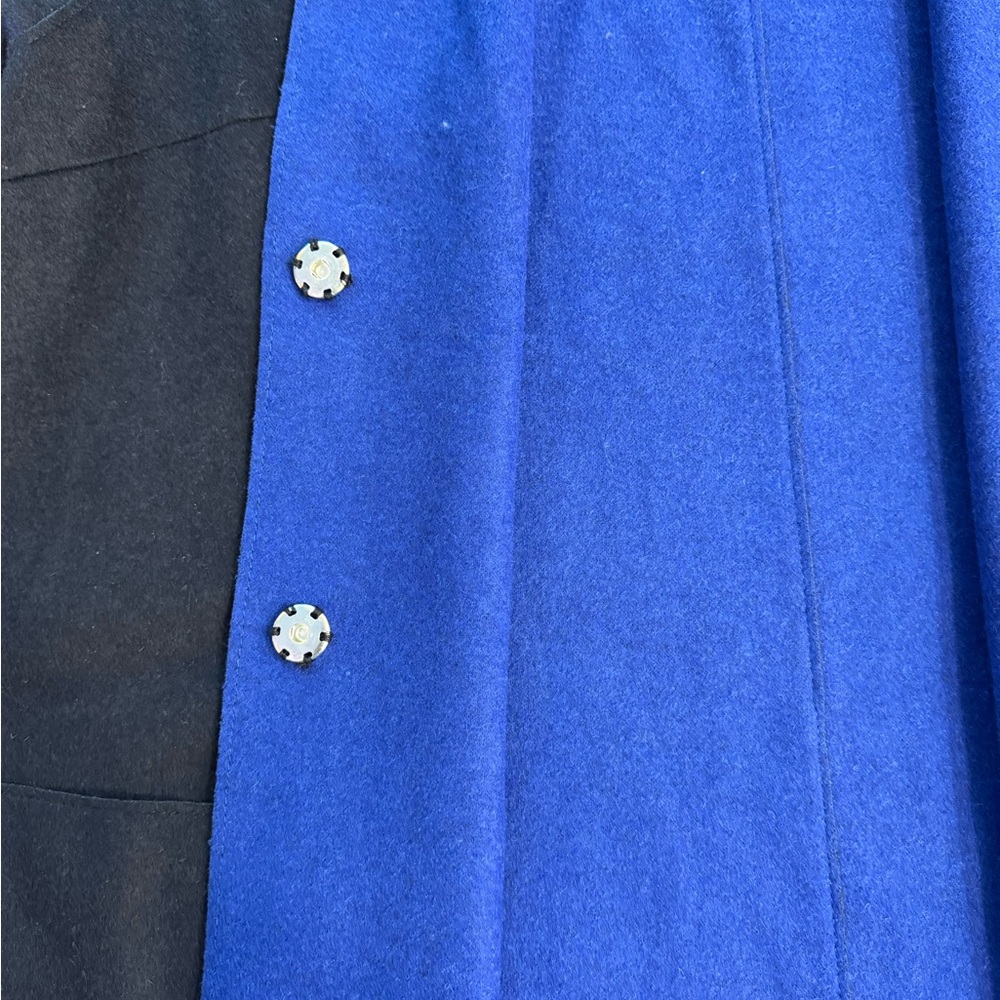 M&S Collection Two Toned Black & Blue Wool Blend Long Coat Sz 16 💛🍄 - Picture 8 of 10